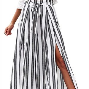 Simplee Women’s striped split high waisted pant